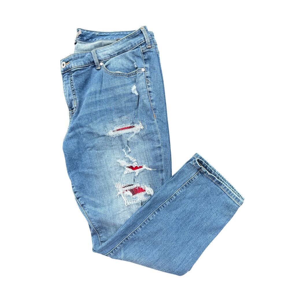 Torrid Boyfriend Straight Jeans Size 20R High Stretch Distressed Denim